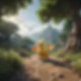 Immersive landscape showcasing a Legendary Pokémon encounter