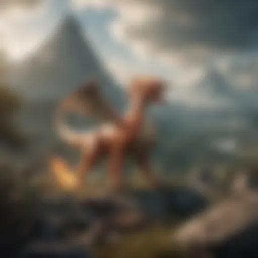 A stunning illustration of legendary Pokémon battling in an epic landscape.