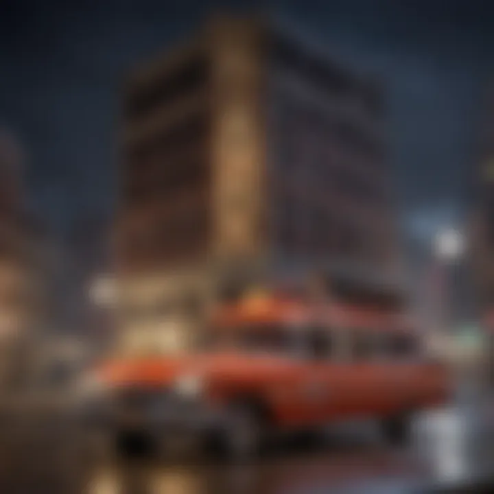 An intricate LEGO build representing iconic Ghostbusters locations.