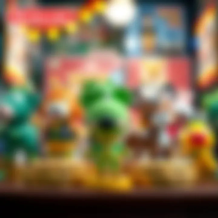 A collection of Lucky Animal Crossing amiibo figurines displayed elegantly