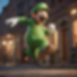 Luigi in action showcasing his iconic jump