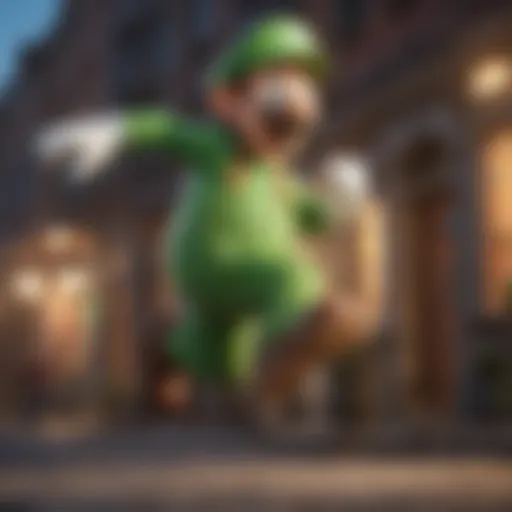 Luigi in action showcasing his iconic jump