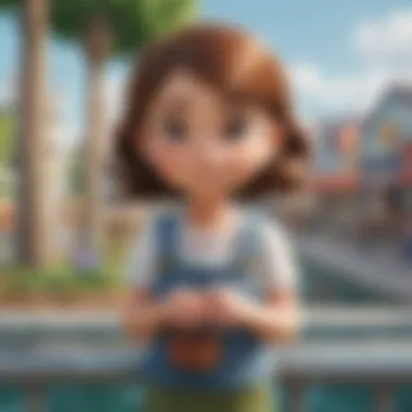 An engaging depiction of Marina interacting with various game elements within Animal Crossing.