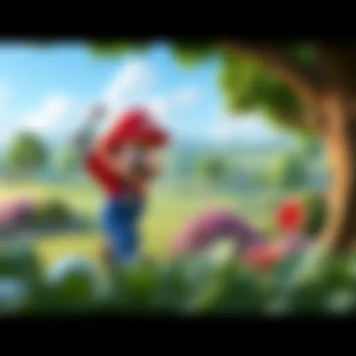 Lush Landscapes of Mario Golf: Super Rush A vibrant golf course in Mario Golf: Super Rush showcasing the lush landscapes