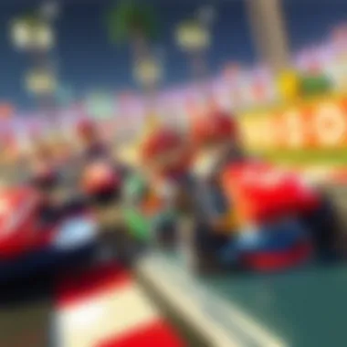 Intense Racing Action Racers competing on a vibrant track in Mario Kart: Double Dash