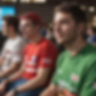 Enthusiasts at Gaming Event A group of friends wearing Mario Kart t-shirts at a gaming event