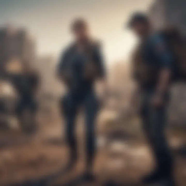 Players scavenging for resources in a post-apocalyptic setting