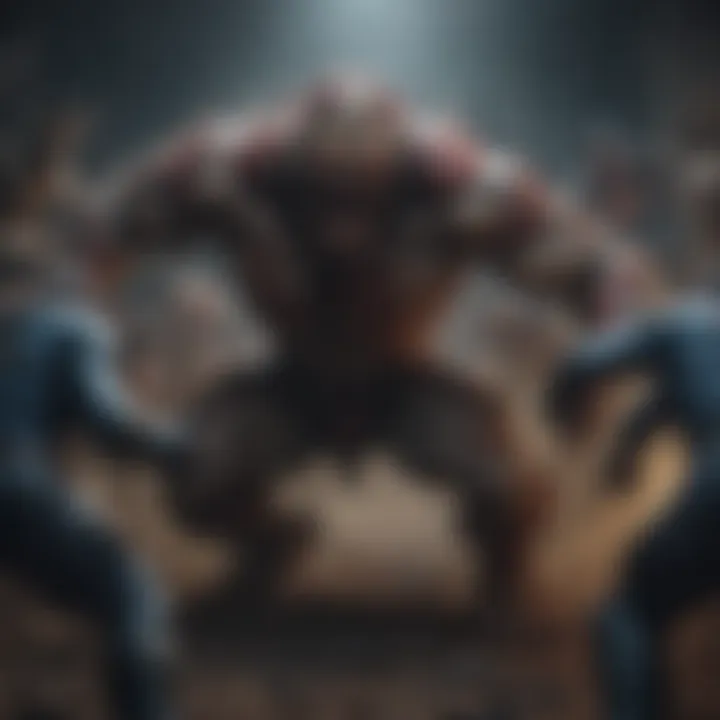 Players teaming up to take down a massive zombie boss