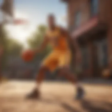 Profile of a skilled NBA Playgrounds player in action