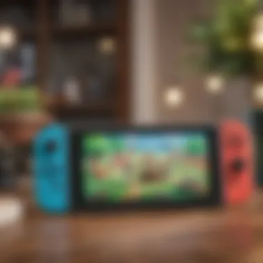 Nintendo Switch in Action with Animal Crossing Nintendo Switch console displaying Animal Crossing gameplay
