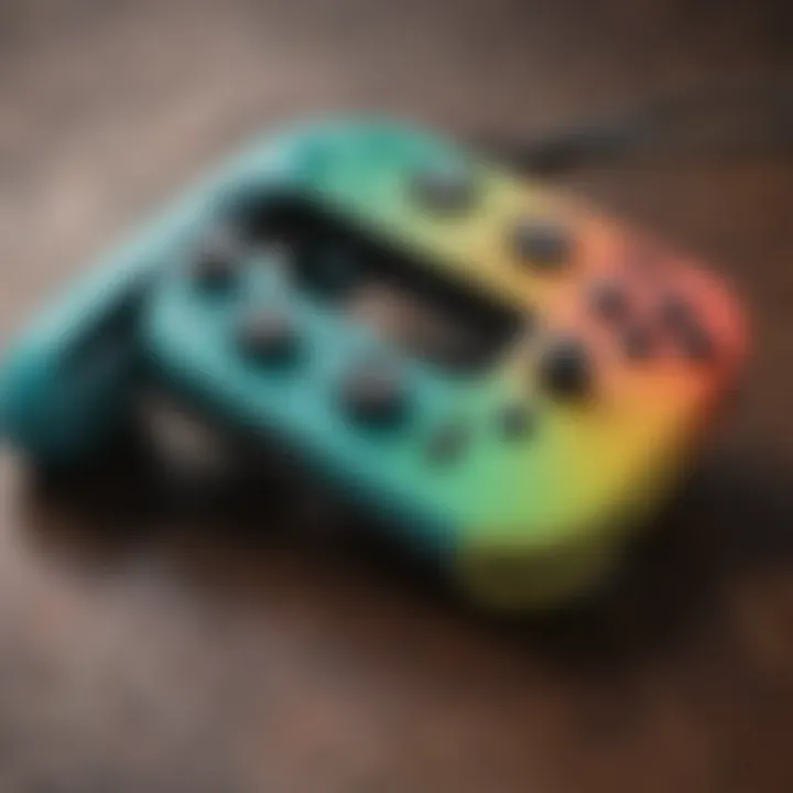 Close-up view of Joy-Con controllers showcasing their vibrant colors and ergonomic design