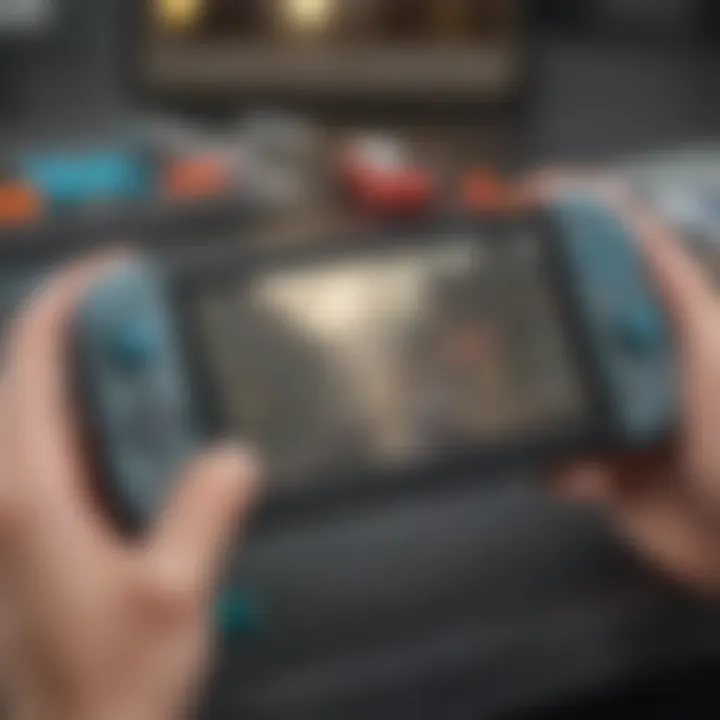 A Nintendo Switch Lite in use, equipped with analog stick covers, emphasizing enhanced gameplay experience.