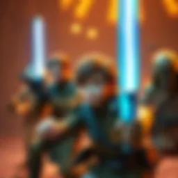 A dynamic scene from the gameplay featuring iconic characters in action