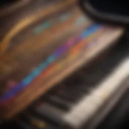 Engaging piano game interface showcasing colorful notes and vibrant gameplay elements