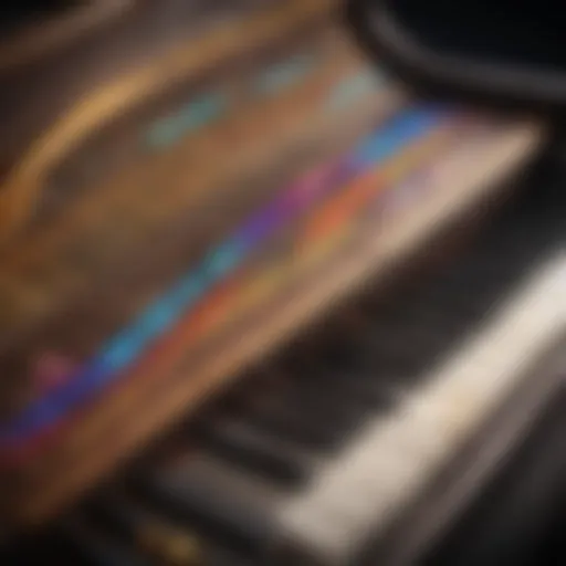 Engaging piano game interface showcasing colorful notes and vibrant gameplay elements