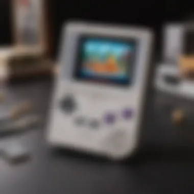 A nostalgic Game Boy Advance console featuring Pokémon game cartridges