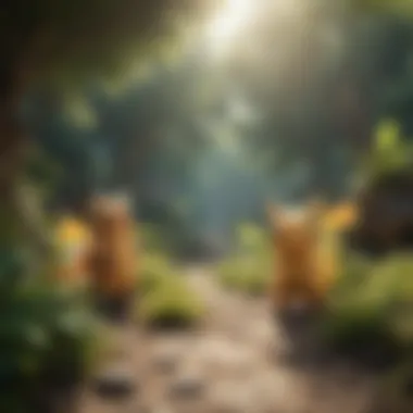 Intense Pokémon Battle in HeartGold An engaging scene featuring a Pokémon battle in a lush environment