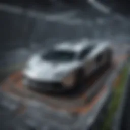 Illustration of a futuristic car navigating through a maze