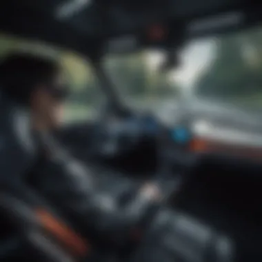 Futuristic Driving Simulator Technology A futuristic concept of driving simulator technology with virtual reality integration.