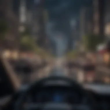 Immersive Driving Simulation An immersive virtual driving experience showcasing a realistic city environment.