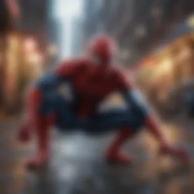 Spiderman fighting against villains