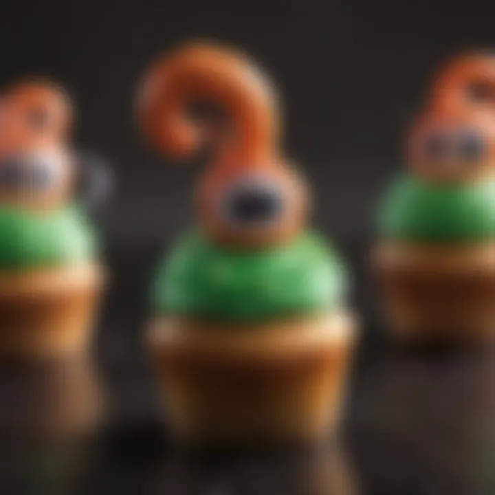 A DIY setup for creating Splatoon cupcake toppers with various materials and tools