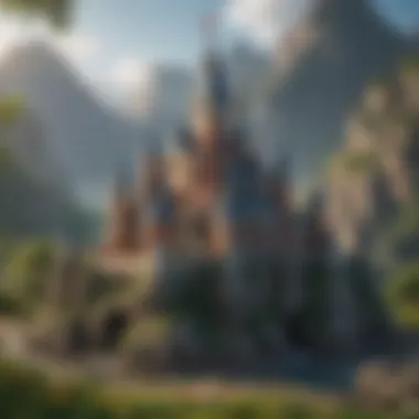 Majestic LEGO Castle A majestic LEGO castle surrounded by vibrant landscapes