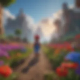 Mario navigating through a colorful, mystical landscape