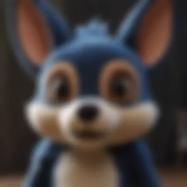 Close-up of the craftsmanship on a Lucario plush toy