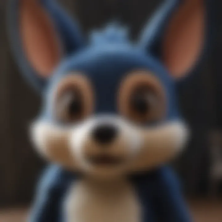 Close-up of the craftsmanship on a Lucario plush toy