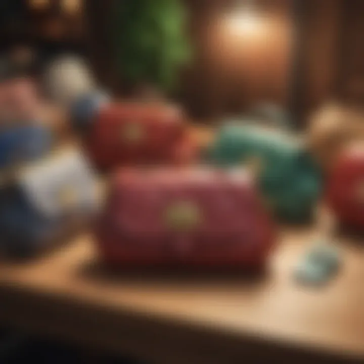 A collection of various Animal Crossing purses displayed together
