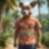 Vibrant Animal Crossing Hawaiian shirt displayed with tropical scenery