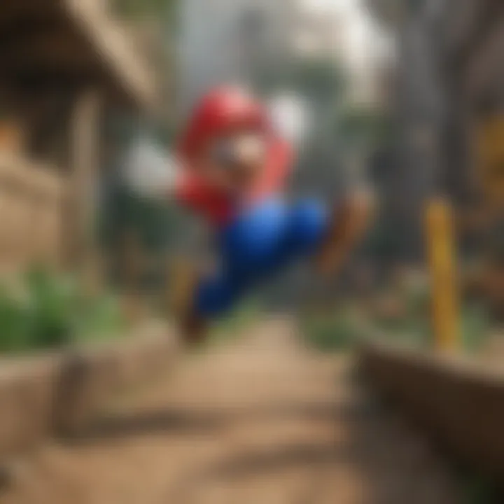 Mario jumping over obstacles in a vibrant virtual world