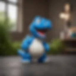 Front view of Blue Yoshi Amiibo showcasing its vibrant colors
