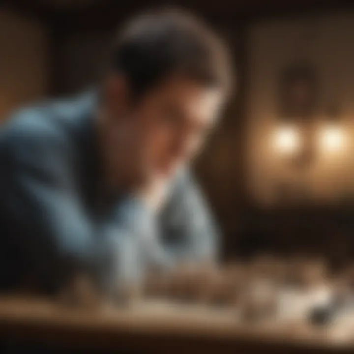 A player deep in thought, strategizing their next move