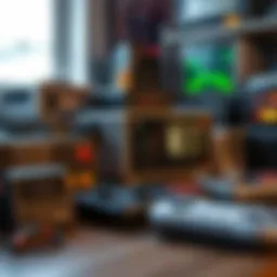 A nostalgic collection of retro gaming consoles.