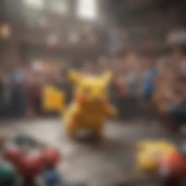 Community Event Celebration A vibrant community event celebrating the Pokémon Gym Challenge with trainers and fans.