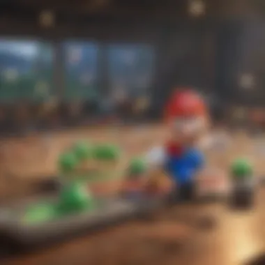 Intense Competition in a Mario Party Mini-Game Players engaged in a competitive mini-game