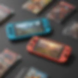 A vibrant display of various Nintendo Switch Lite game covers showcasing popular titles.