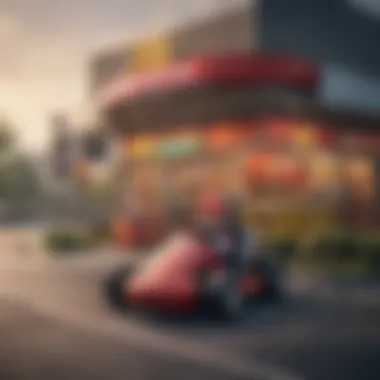 Conceptual Artwork of McDonald's and Mario Kart Fusion A conceptual artwork blending iconic McDonald's elements with the Mario Kart universe
