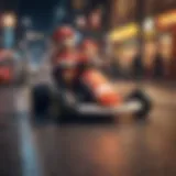 A vibrant illustration of a Mario Kart race featuring McDonald's characters