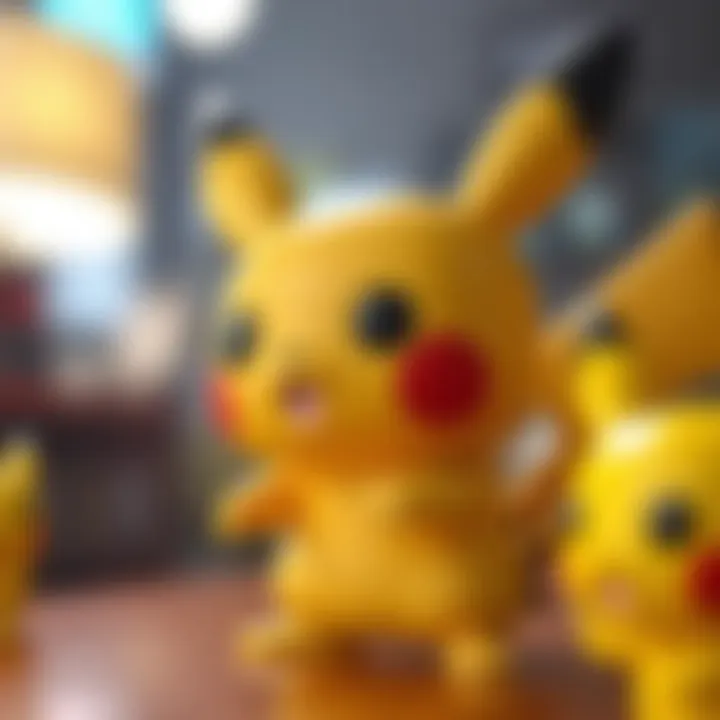 Close-up of a Funko Pop figure of Pikachu, emphasizing its detailed design.