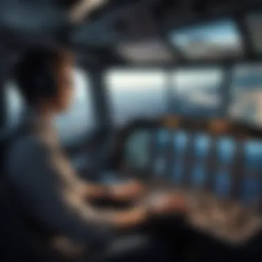 Engaging Flight Simulation Setup A gamer engrossed in a flight simulation game with a multi-monitor setup.