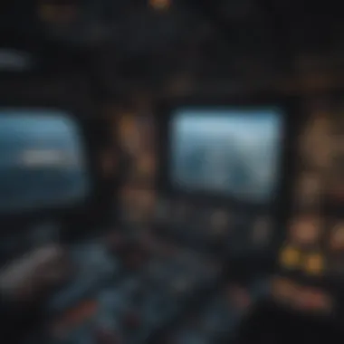 Detailed Flight Simulation Software Interface Close-up of realistic flight simulation software interface with various controls.