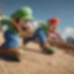 Artistic representation of Mario and Luigi sliding in action