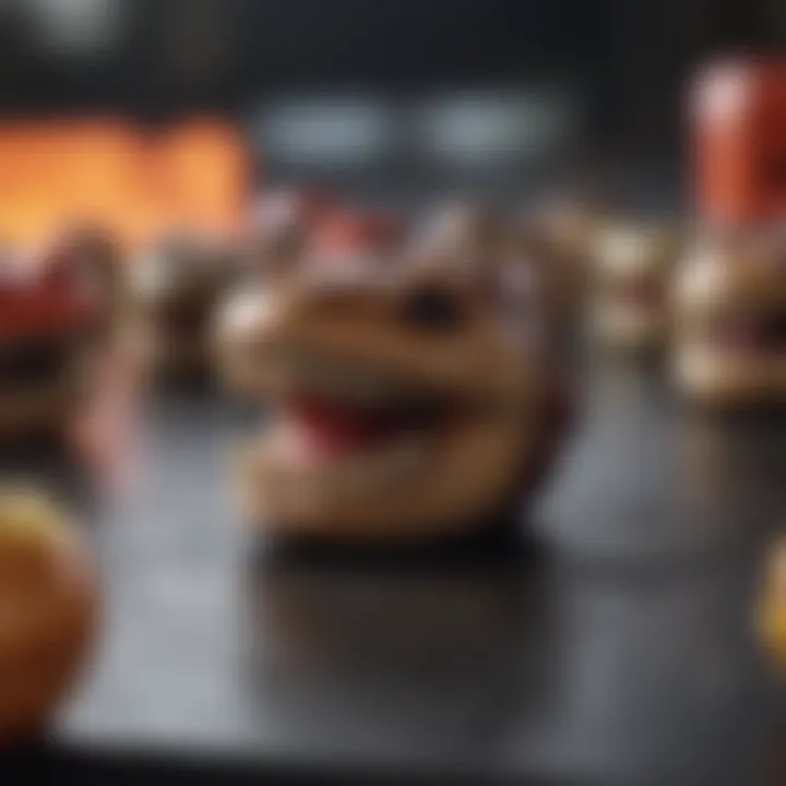 Close-up of game pieces used in the Chomp game
