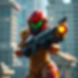 Samus Aran in action with her iconic Power Suit