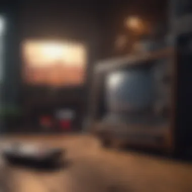 Immersive Gaming Experience A nostalgic gamer playing an NES game on a vintage television