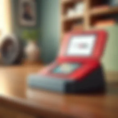 Illustration of the 3DS XL dock in use with the console connected