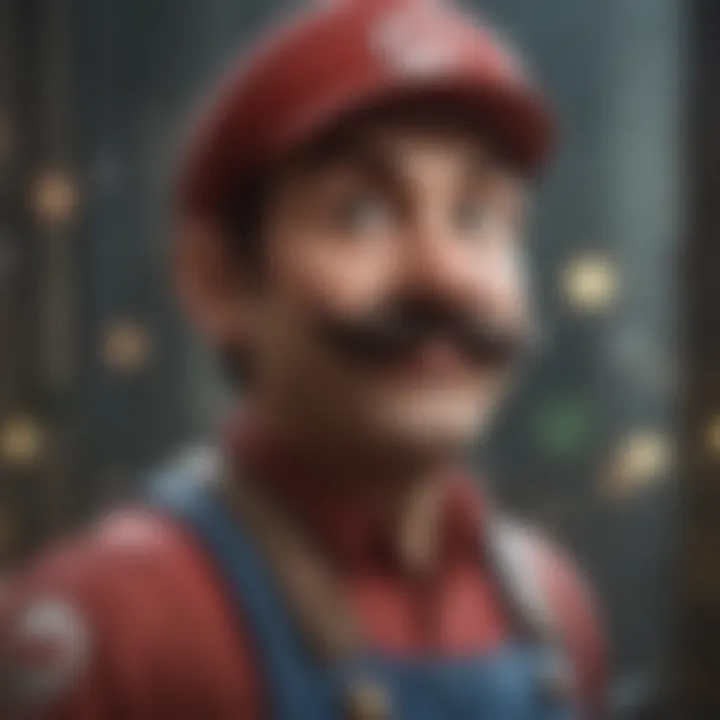 Artistic representation of iconic characters in New Super Mario Bros. Wii